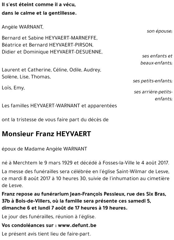 Faire-part de décès officiel