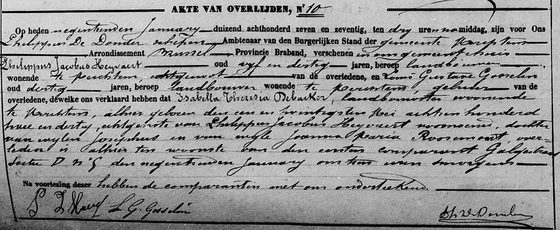 Acte de décès n° 10, l'acte seul